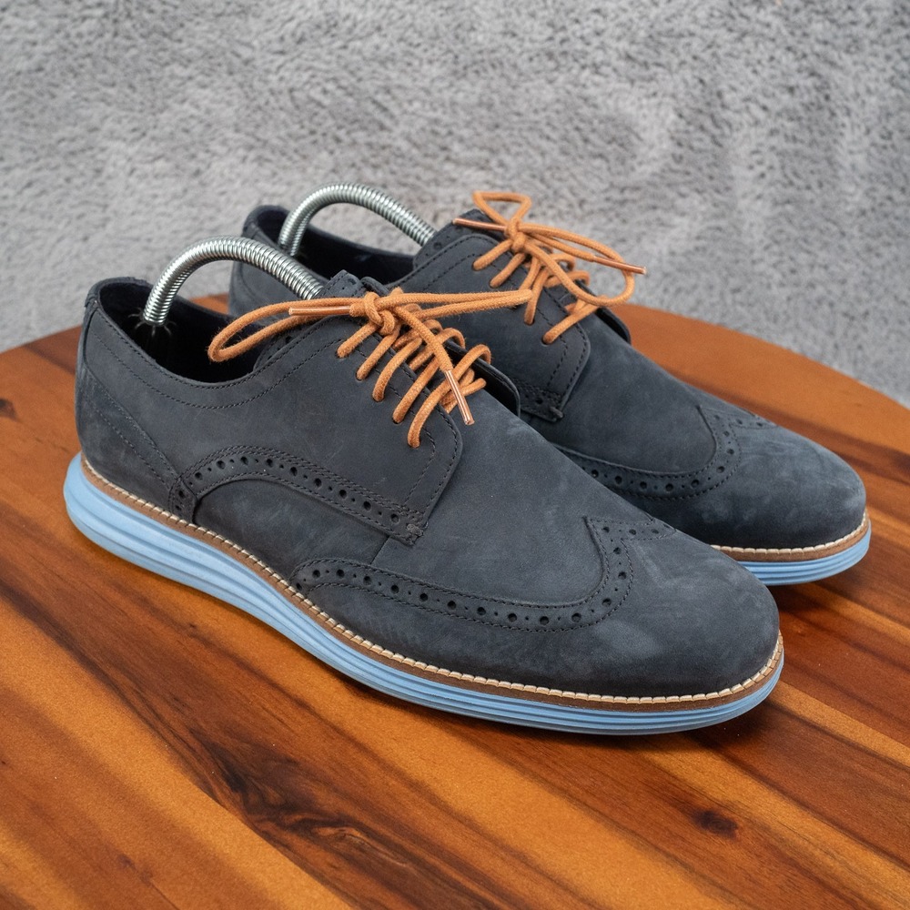 Cole Haan OriginalGrand Wingtip Oxford Mens 9 Navy Blue Nubuck Sneaker Shoes